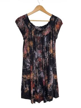 Talula Astoria Black Mini Dress with Multicolor Smocked Yoke